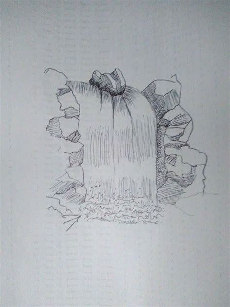 Waterfall drawing | Waterfall drawing, Cool art drawings, Waterfall sketch