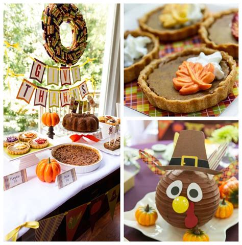 Colorful thanksgiving table decor, napkins on white plates. Colorful Thanksgiving Party For Kids (karaspartyideas.com ...