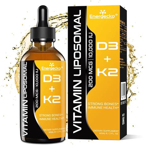 Buy Liposomal Vitamin D3 K2 Drops 10000 Iu Vitamin D3 With 200 Mcg
