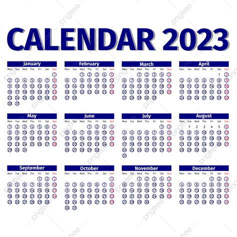 2023 calendar planner vector png images 2023 calendar with black and riset