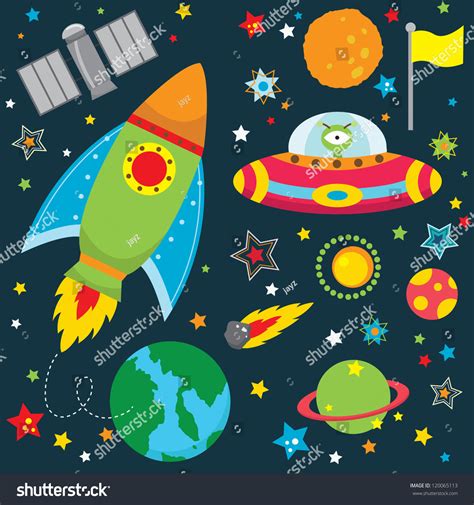 Outer Space Design Elements Stock Vector Illustration 120065113