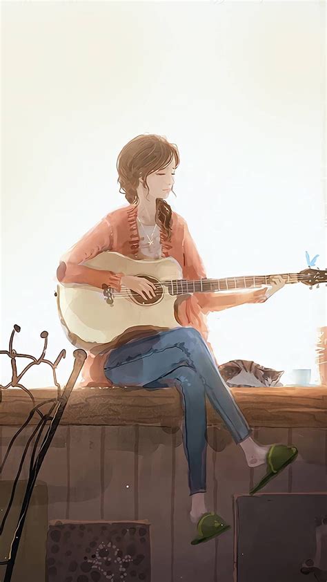 Anime Girl Guitar Beauty Music Cute Anime Girl Guitar Hd Phone
