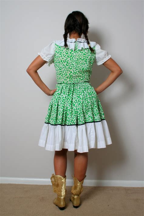 Hee Haw Minnie Pearl 80s Western Square Dance Dress Green Etsy
