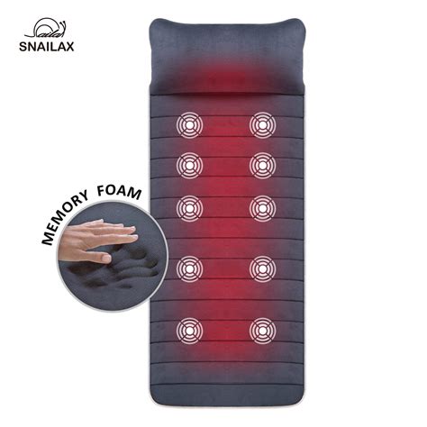 snailax memory foam massage mat with heat full body massage mattress pad massager cushion with