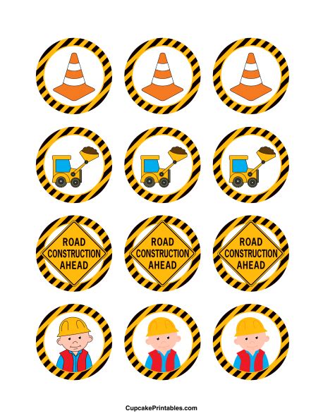 Construction Cupcake Toppers Free Printable