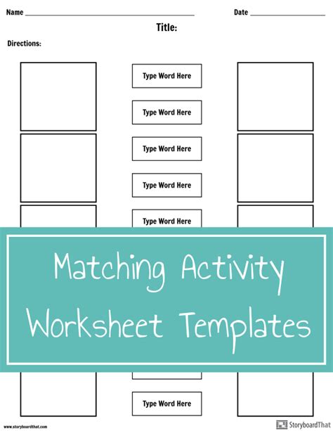 Matching Activities Worksheet Templates Worksheet Template Matching