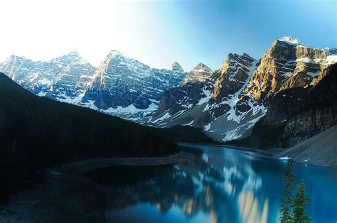 Moraine Lake Water Reflections Canada Mountains Snow Winter