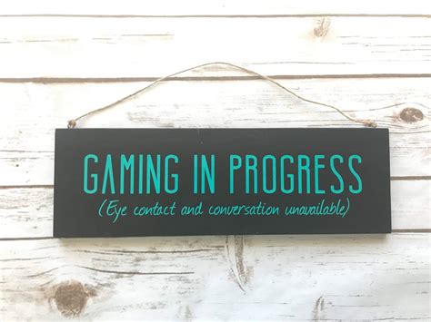 Hanging Gaming In Progress Sign Nerd Decor Gamer Sign Etsy