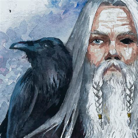 Druid Asatru Pagan Art Odin Heathen Wotan Art Print Watercolor Etsy
