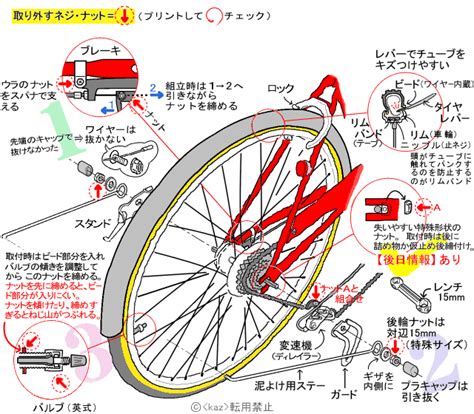【図解】自転車の後輪タイヤ交換－外装6段変速機付き－