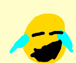 The cancer emoji shows a square with a sideways 69 in the middle. Cancer Patient (crying) holding joke book - Drawception