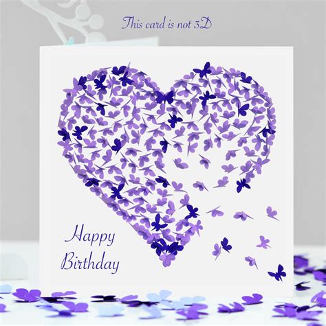 Purple Butterfly Birthday Card Birthday Love Card By Inkywool