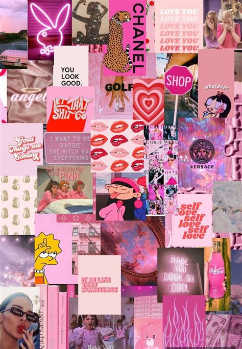 Pink Vsco Aesthetic Photo Wall Collage Kit Teen Room Decor Etsy