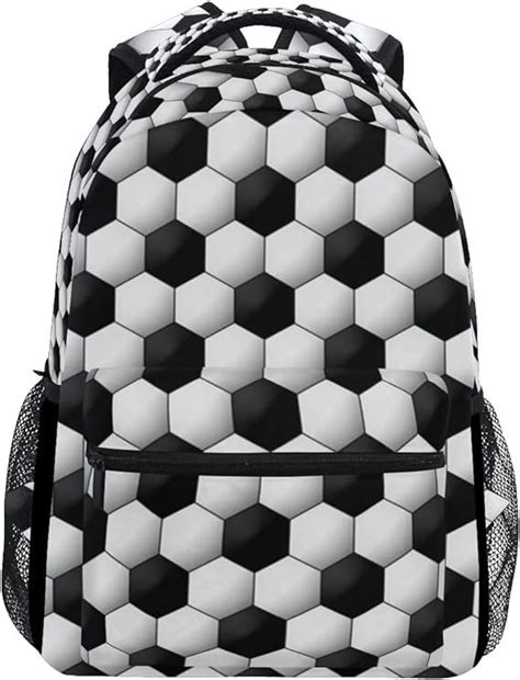 School Backpack Bookbag Abstract Soccer Football Pattern Rucksack
