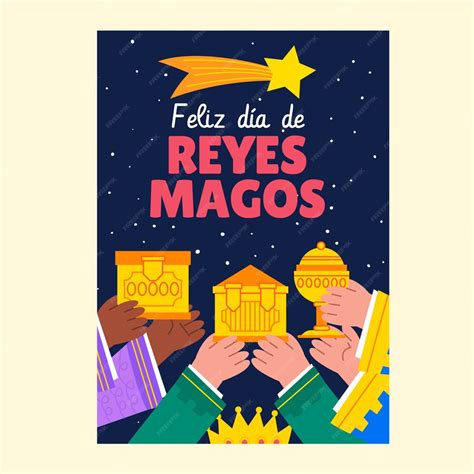 Plantilla Plana De Tarjeta De Felicitación De Reyes Magos Vector Gratis
