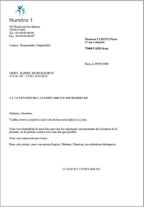 Modele Lettre Facture Impayee 2eme Relance Document Online