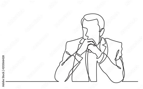 Continuous Line Drawing Of Seriously Thinking Man Stock ベクター Adobe Stock