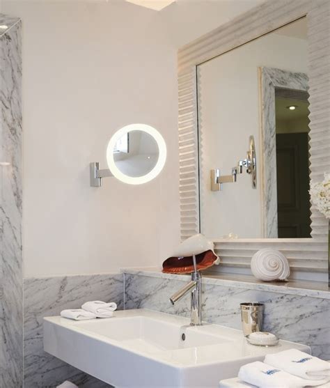 The overall feel of a bathroom can be greatly impacted by the lighting and mirror components that can either help or hinder the space….in particular, the vanity space. Edge-Lit Bathroom Shaving Mirror - 5x Magnification ...