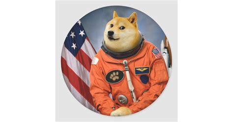 Astronaut Dog Doge Shibe Doge Memes Classic Round Sticker Zazzleca