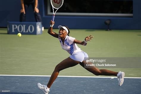 Us Open Usa Venus Williams In Action Vs Belgium Justine Henin During