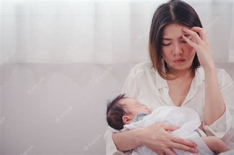 Premium Photo Tired Mother Suffering From Experiencing Postnatal