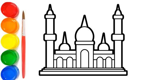 Cara Menggambar Dan Mewarnai Masjid Youtube