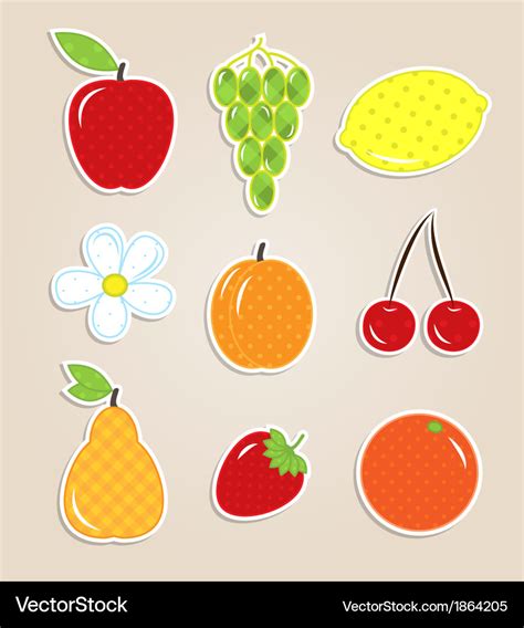 Fruits Stickers Royalty Free Vector Image Vectorstock