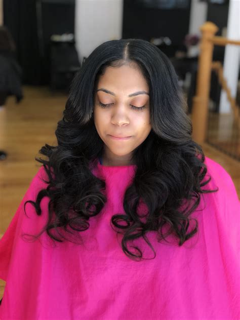 Sew In With Middle Part Pinkandblackhairstudio Com Weave
