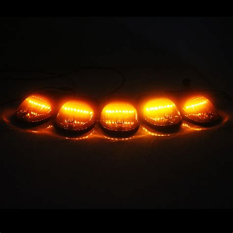 5x Smoke Cab Roof Marker Running Lamps Wamber Led For 03 16 Dodge Ram