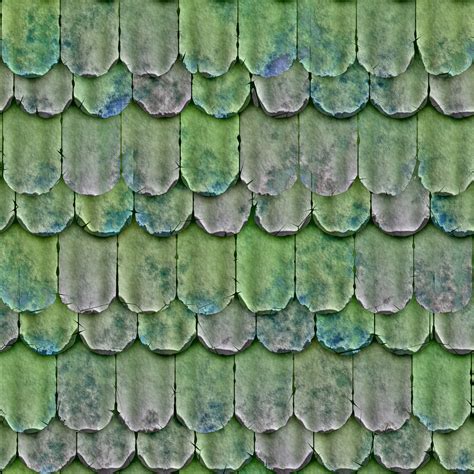 Green Roof Tiles With Blue Spots