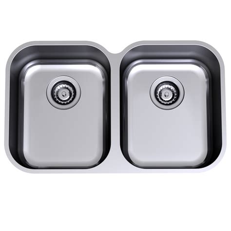 Clark Monaco Scalloped Double Bowl Undermount Sink With No Tap Hole