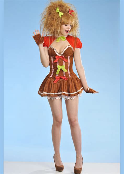 Adult Womens Christmas Gingerbread Girl Costume Adult Ladies Gingerbread Girl Costume
