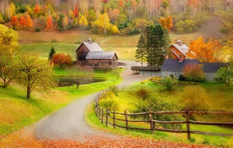 Wallpaper Autumn Forest Trees Nature The Fence Home Images For