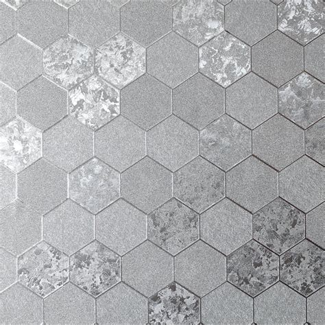 Arthouse Foil Honeycomb Silver Metallic Textured