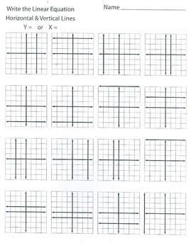 This linear equations worksheet will produce problems for practicing writing linear equations from graphed lines. Writing Linear Equations (horizontal and vertical lines ...