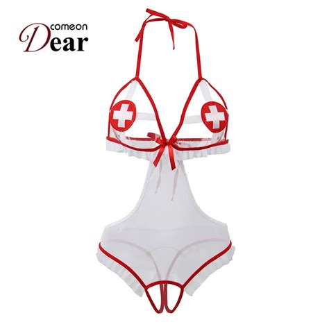 comondear sexy nurses costume women cosplay crotchless teddy lingerie hot erotic suit naughty
