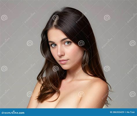 Portrait Of A Beautiful Young Brunette Woman With Long Hair Stock Illustration Illustration Of