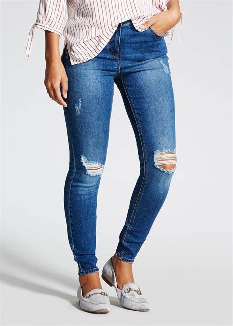 April Super Skinny Ripped Jeans Darkwash Matalan