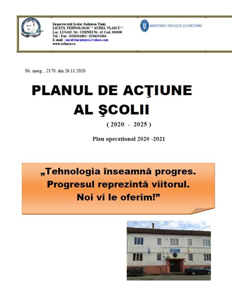 Plan De Actiune Liceul Tehnologic Aurel Vlaicu Lugoj