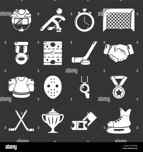 Hockey Icons Set Grey Vector Stock Vector Image And Art Alamy