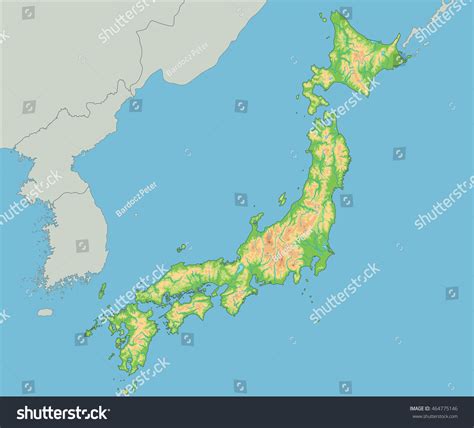 Japan's forest cover rate is 68.55% since the mountains are heavily forested. High Detailed Japan Physical Map Stock Vector 464775146 ...