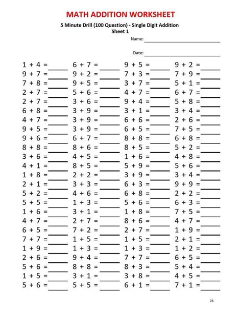 Free interactive exercises to practice online or download as pdf to print. Math Addition Worksheets for Grade 1, 2/ one per day/ Year 1,2/ Grade 1,2/ With Answers ...