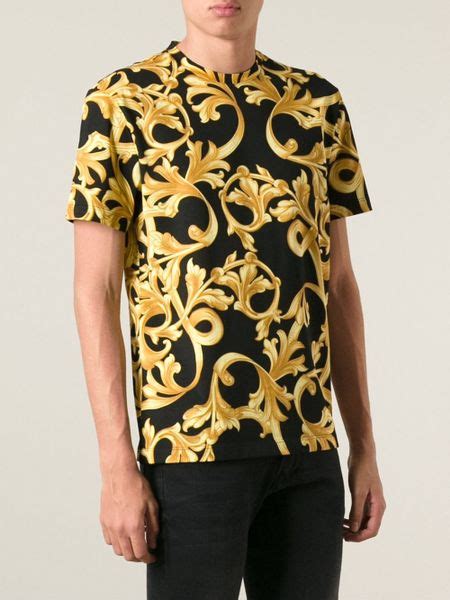 Versace Baroque T Shirt In Gold For Men Black Lyst