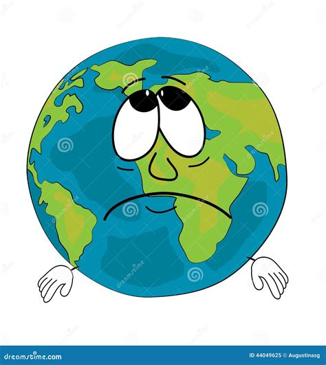 Sad World Globe Cartoon Stock Illustration 44049625