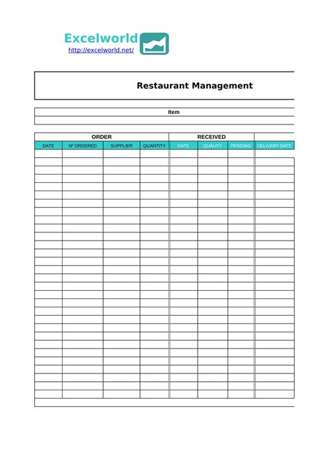 Restaurant Management Templates Free