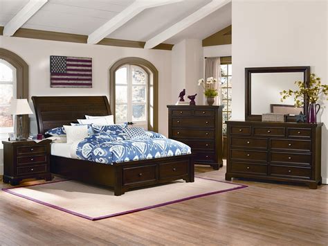 Vaughan Basset Hanover 4 Piece Sleigh Low Profile Bedroom Set In Dark