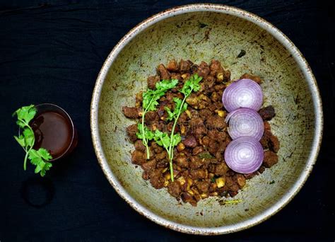 South Indian Style Spicy Beef Fry With Black Tea Stock Image Image Of