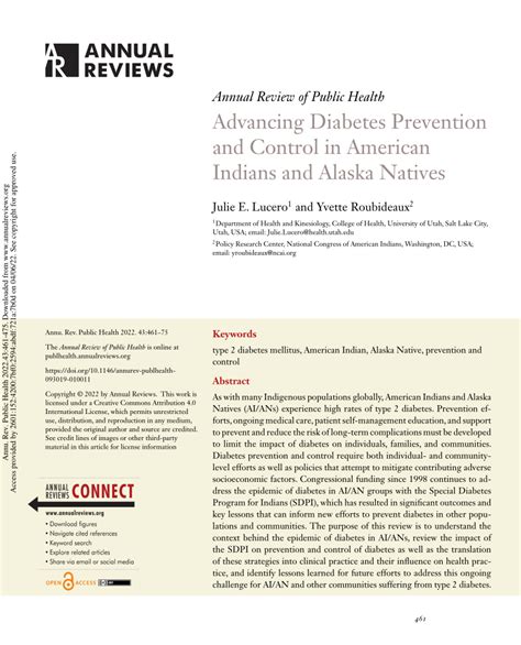 Pdf Advancing Diabetes Prevention And Control In American Indians And Alaska Natives