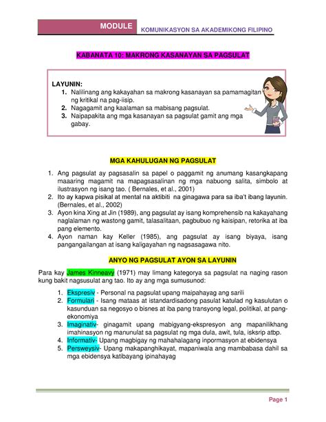 Kabanata 10 Makrong Kasanayan Sa Pagsulat Komunikasyon Sa Akademikong