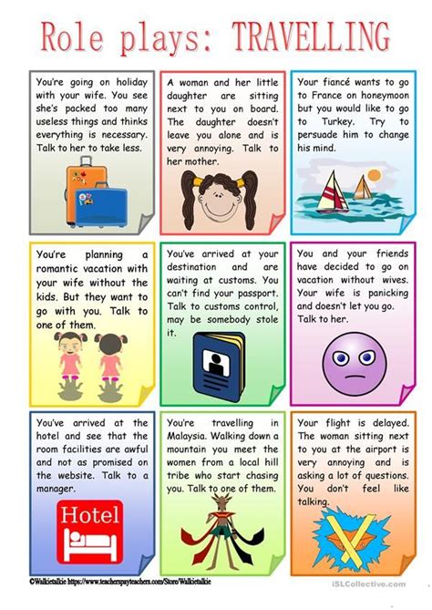 We teach and learn from each other. ROLE PLAYS - TRAVELLING | Speaking activities esl ...